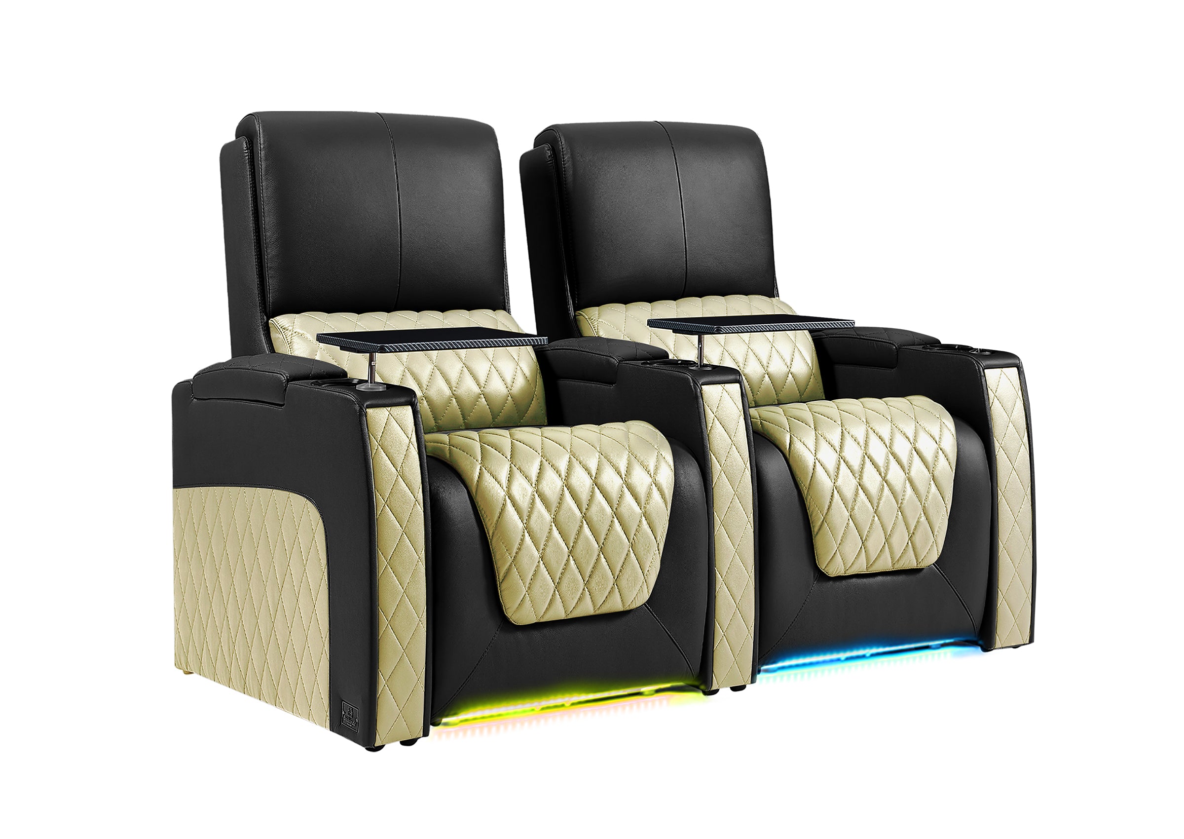 Weilianda AstroUltra Series Black Custom Dual-Color 2-Seat Home Cinema Sofa with Adjustable Headrest & Footrest