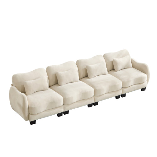 Oversized U-Shaped Chenille Sectional with Dual Movable Ottomans