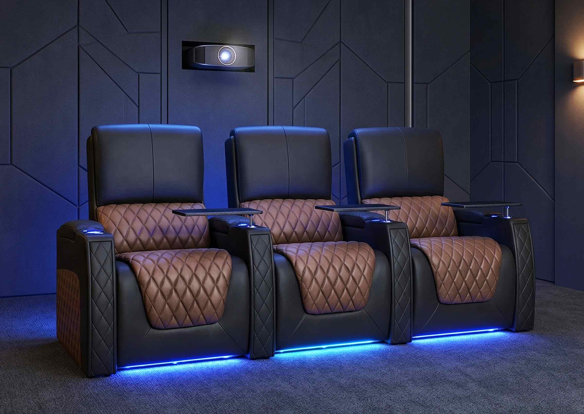 Weilianda AstroUltra Series Black Custom Dual-Color Genuine Leather Recliner with Zero Gravity Couch 3 Seats
