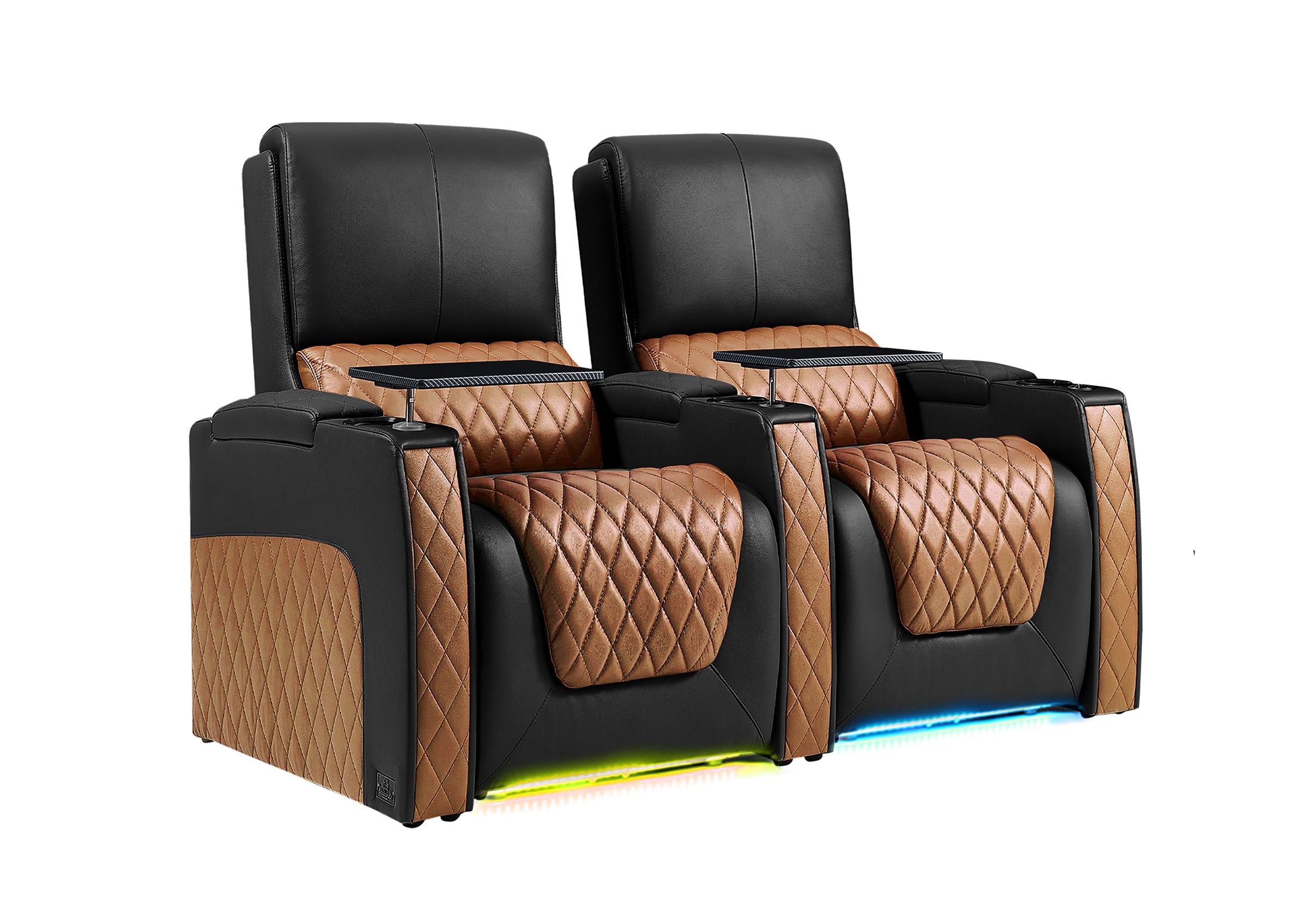 Weilianda AstroUltra Series Black Custom Dual-Color 2-Seat Home Cinema Sofa with Adjustable Headrest & Footrest