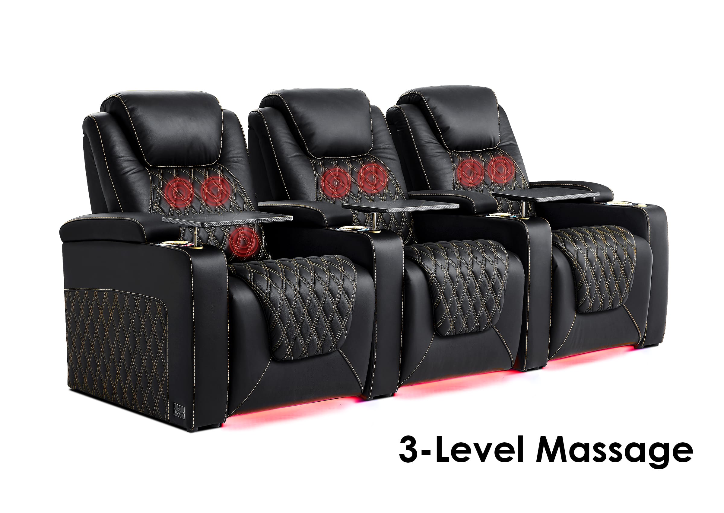 Weilianda LumiChic Massage Series Three-Seat Genuine Leather Sofa | Power Headrest & Footrest