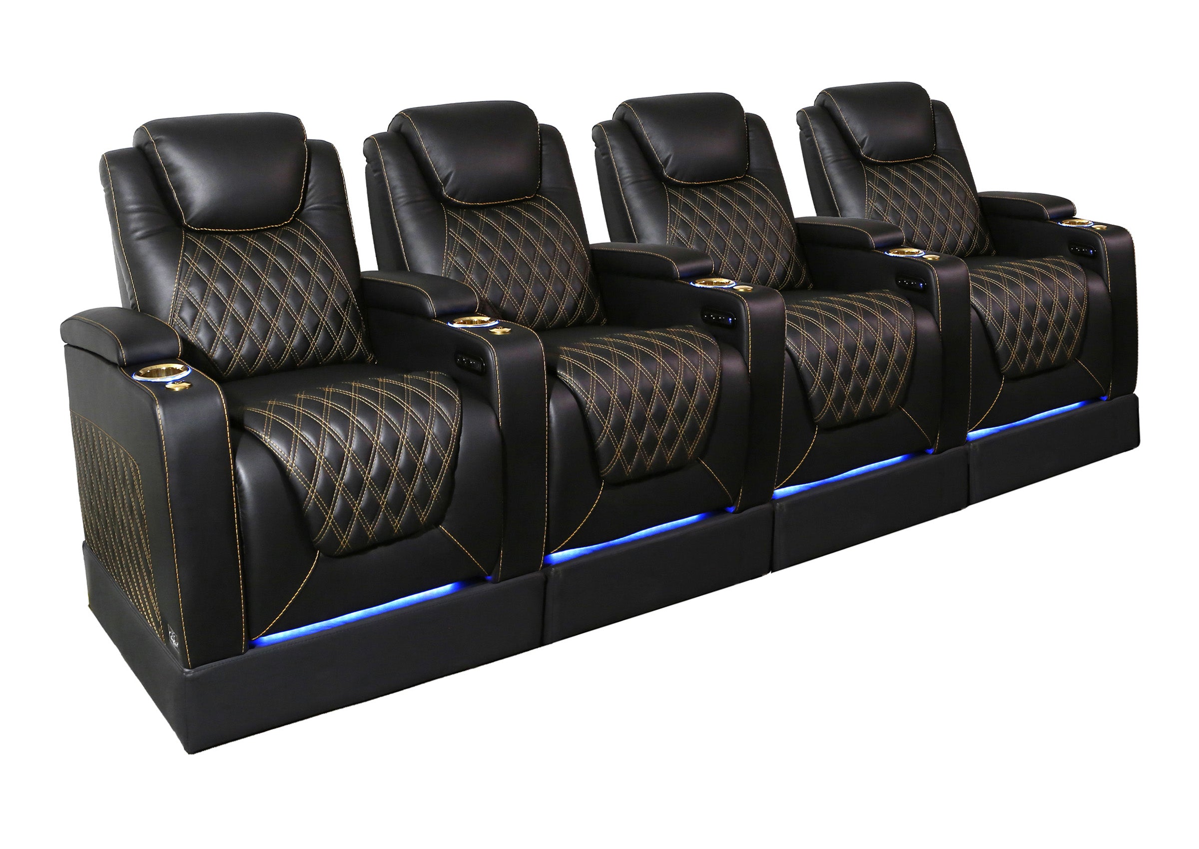 Weilianda Chic Riser Series 4-Seat Top-Grain Leather Recliner | USB Charging & 7 Color Lighting