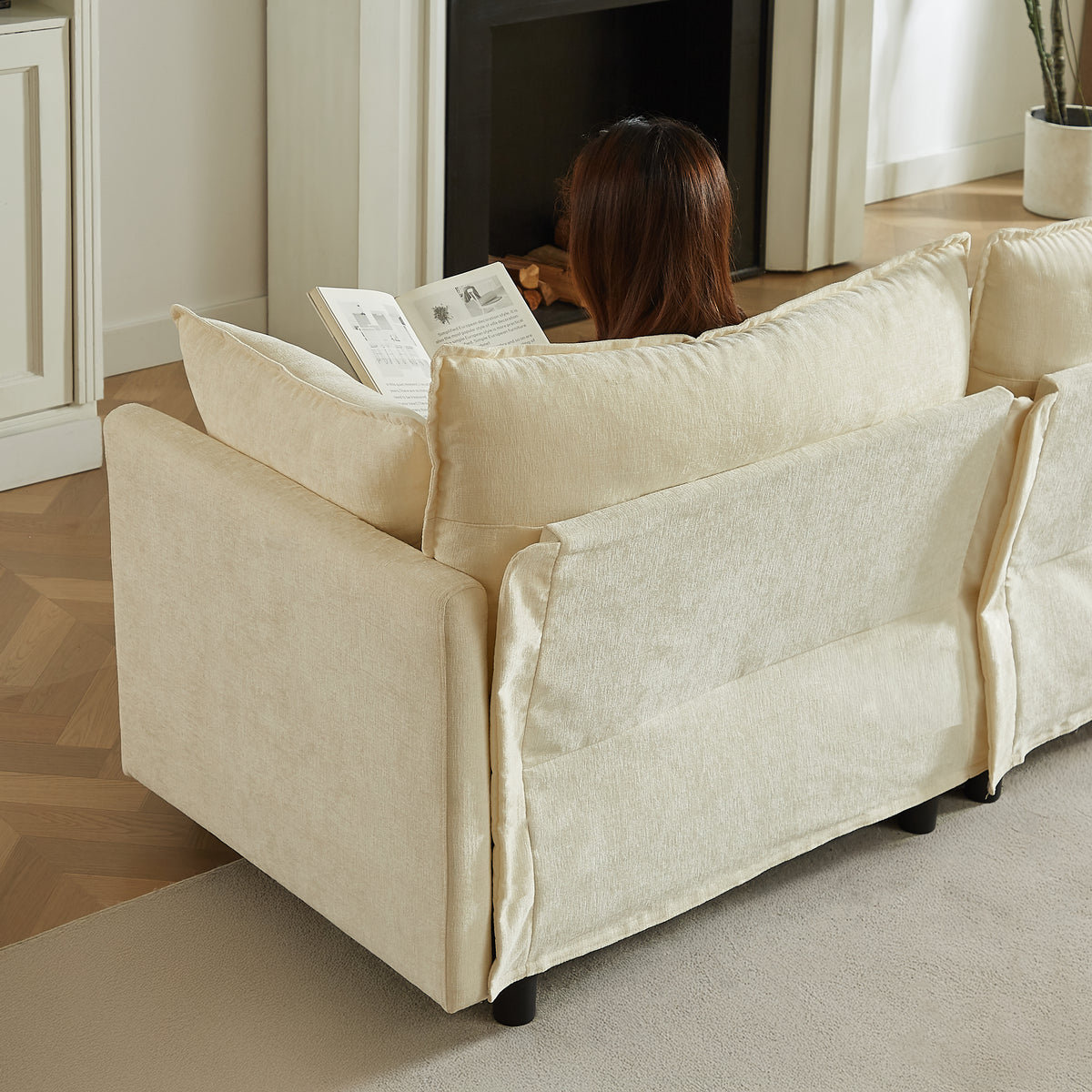 Spacious 106" U-Shaped Cloud Modular Sectional with Movable Ottoman