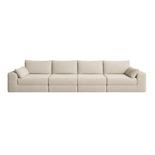 Cozy 100" L-Shaped Modular Floor Sectional with 5 Plush Pillows