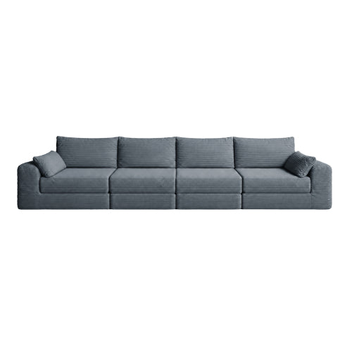 Cozy 100" L-Shaped Modular Floor Sectional with 5 Plush Pillows