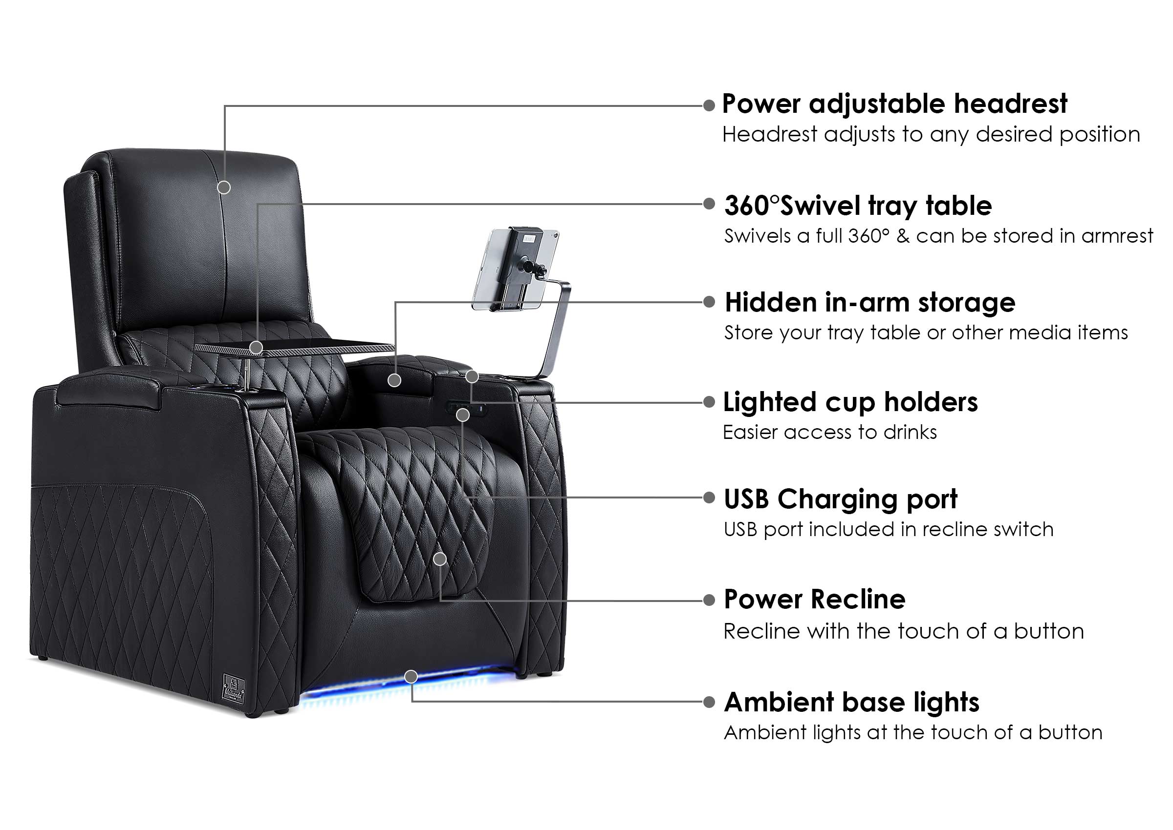 Weilianda Astronaut Series Single Theater Recliner Counch Custom Brown - Power Sofa Designed for Cozy Corners