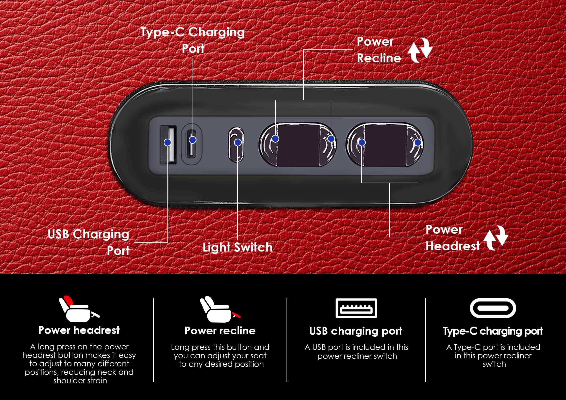Weilianda Luxury Series Red Custom Home Theater Seating