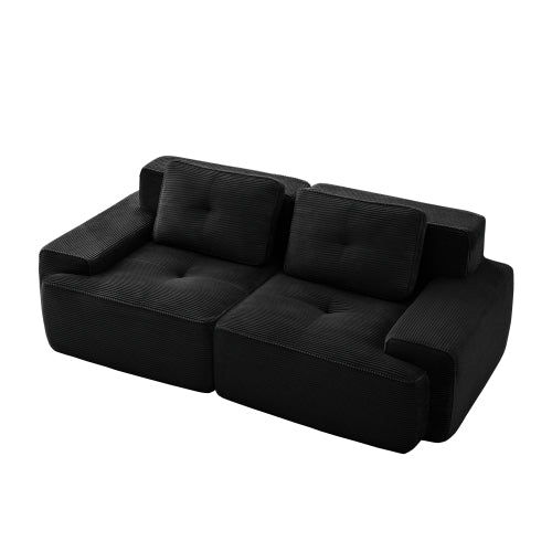 Oversized 6-Seater V-Shaped Corduroy Sectional with Dual Movable Ottomans