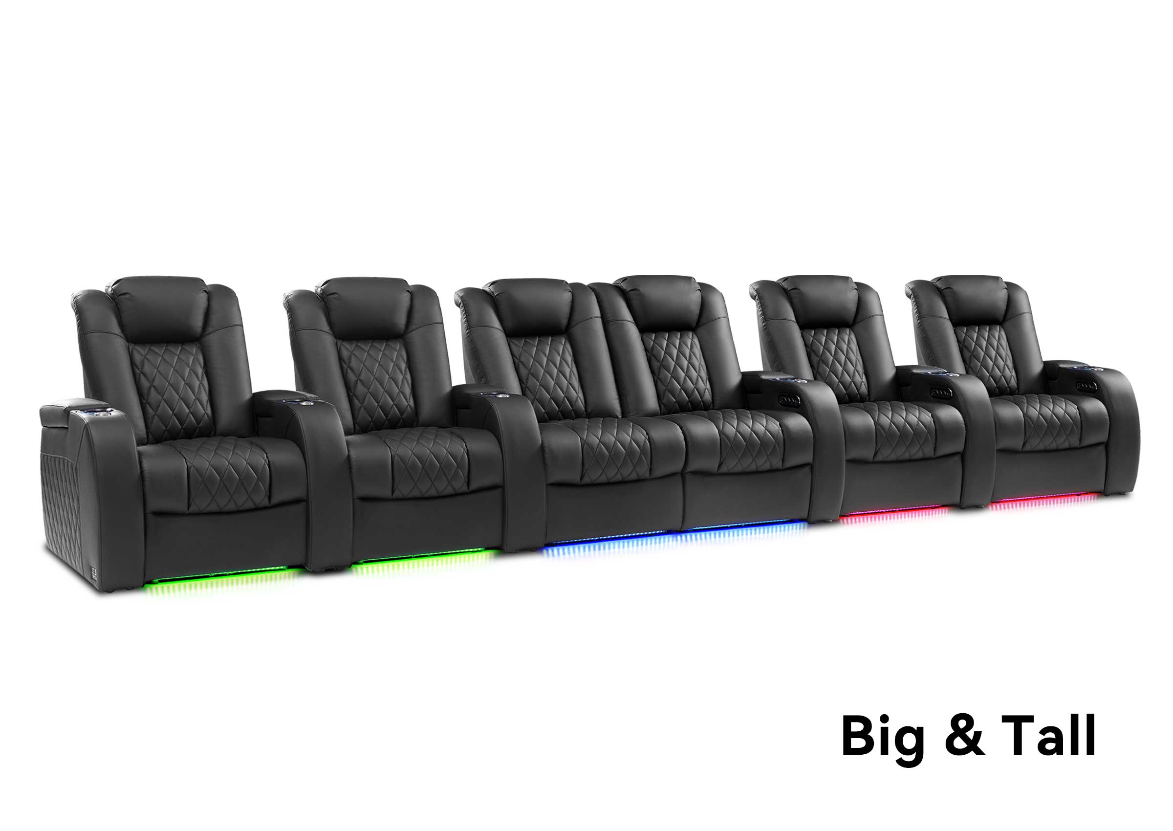 Weilianda FortLux XL Series – Oversized, Big & Tall 6-Seat Genuine Leather Recliner for Home Theater