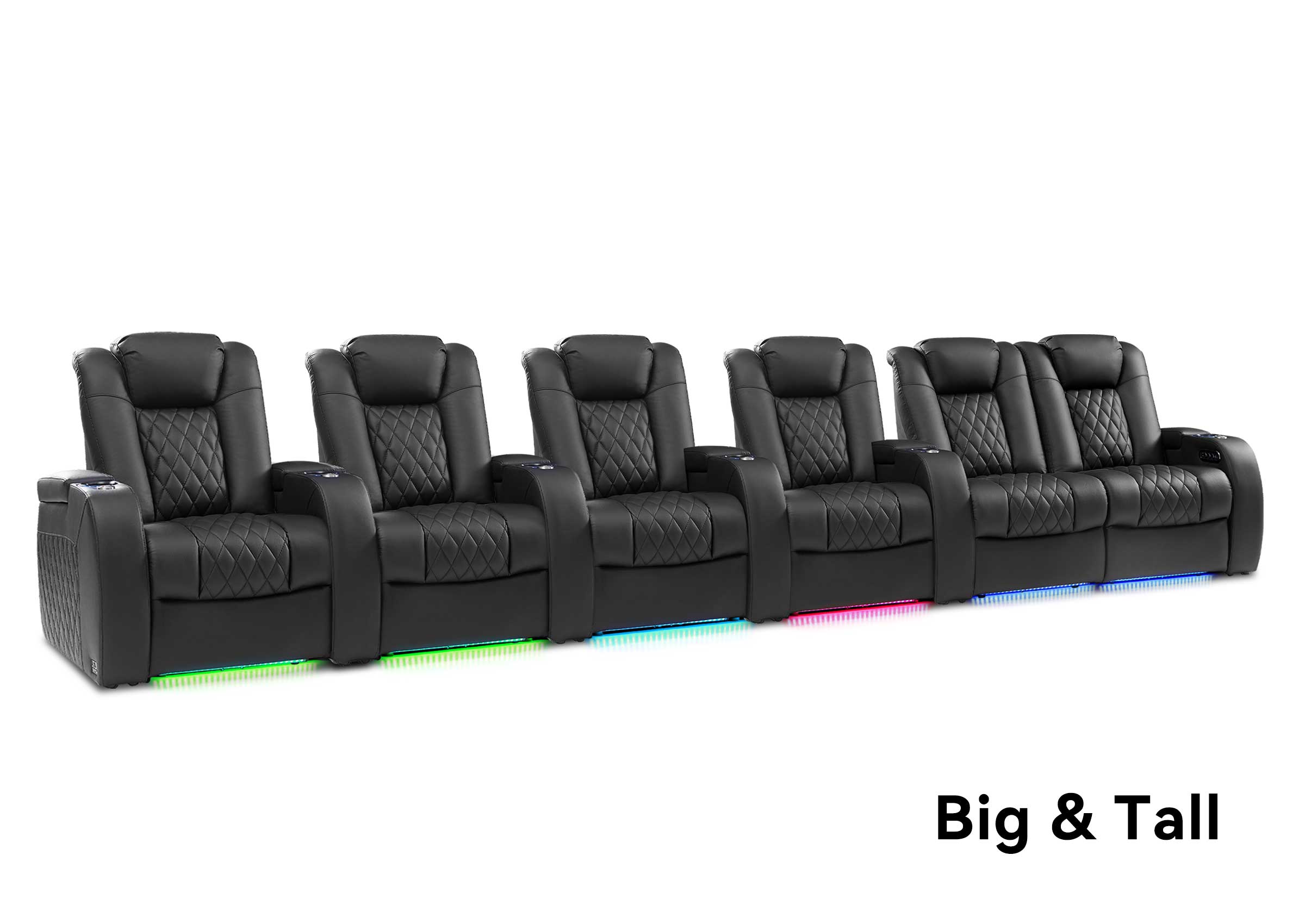 Weilianda FortLux XL Series – Oversized, Big & Tall 6-Seat Genuine Leather Recliner for Home Theater