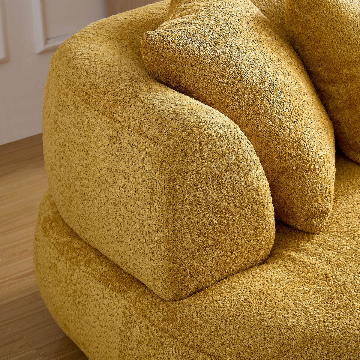 Chic 102.36" Curved 4-Seat Bouclé Sectional with Mid-Century Style