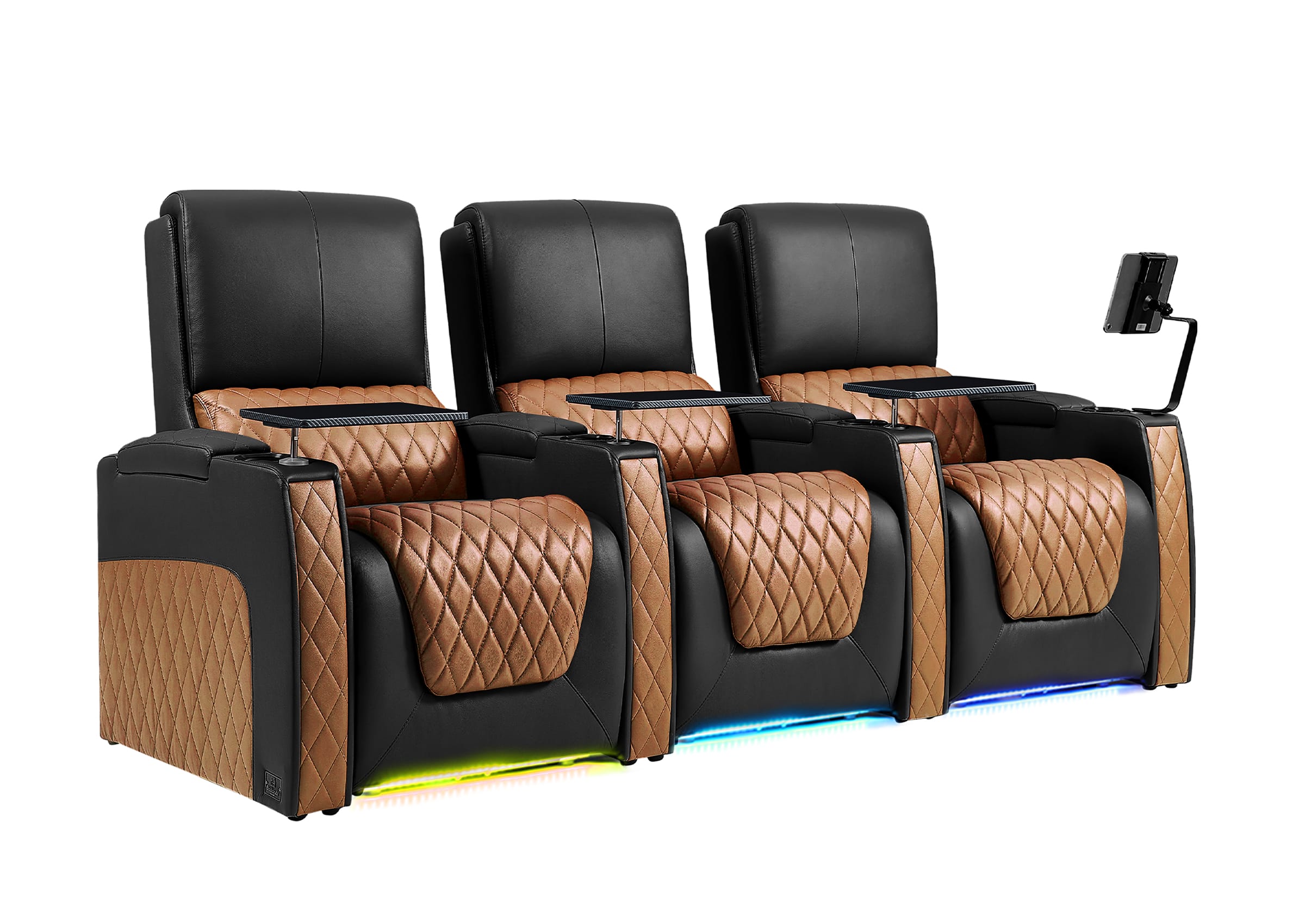 Weilianda AstroUltra Series Black Custom Dual-Color Genuine Leather Recliner with Zero Gravity Couch 3 Seats