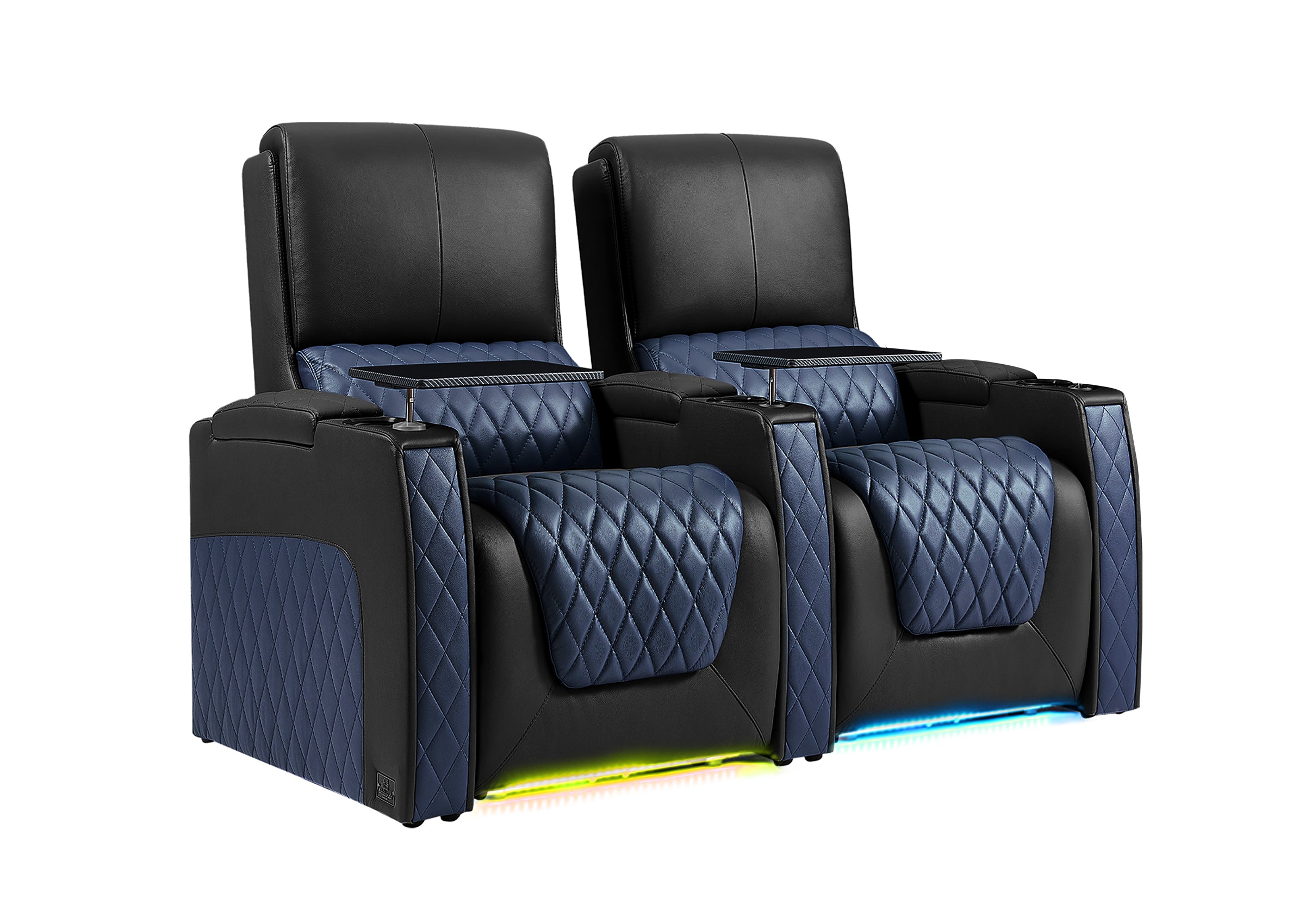 Weilianda AstroUltra Series Black Custom Dual-Color 2-Seat Home Cinema Sofa with Adjustable Headrest & Footrest