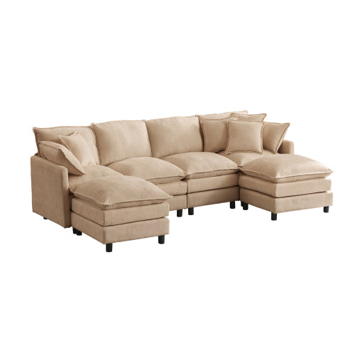 Spacious 106" U-Shaped Cloud Modular Sectional with Movable Ottoman