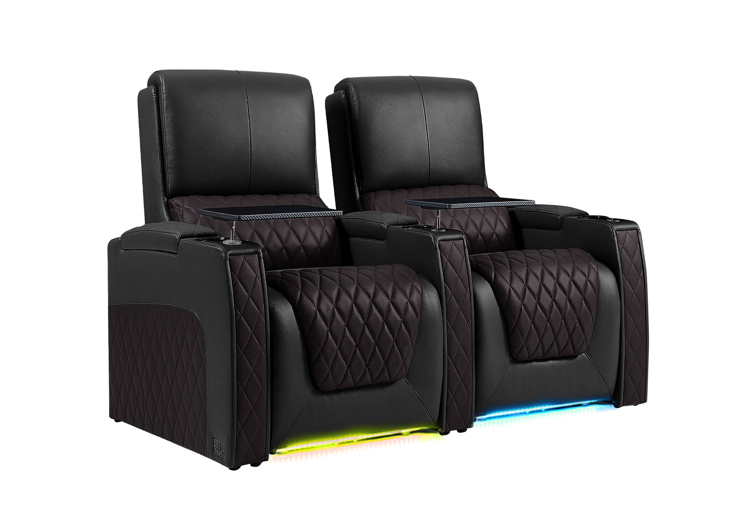 Weilianda AstroUltra Series Black Custom Dual-Color 2-Seat Home Cinema Sofa with Adjustable Headrest & Footrest