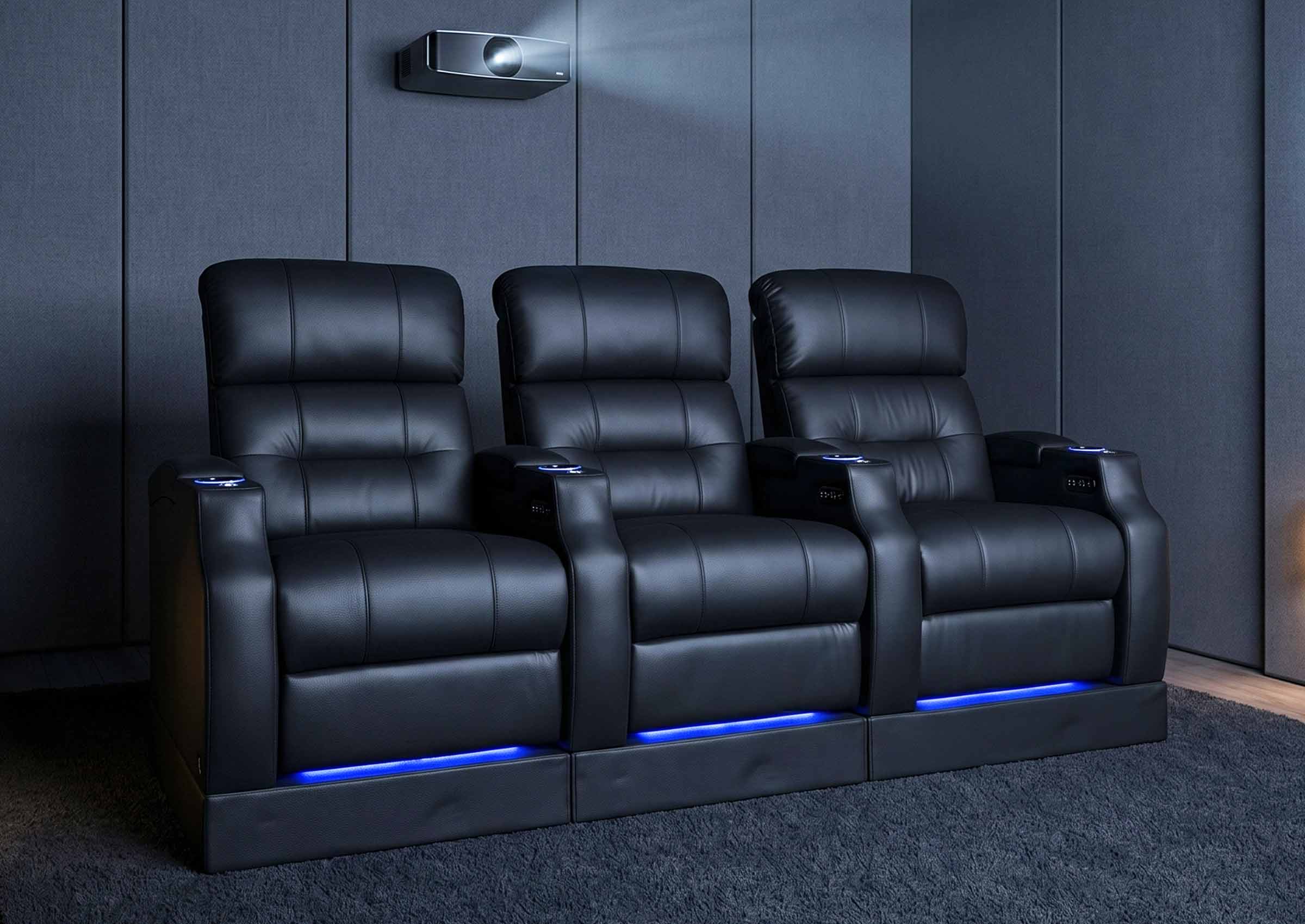 Weilianda Vanguard Riser Series Home Theater Seating Row of 3 | Zero Gravity Recliner