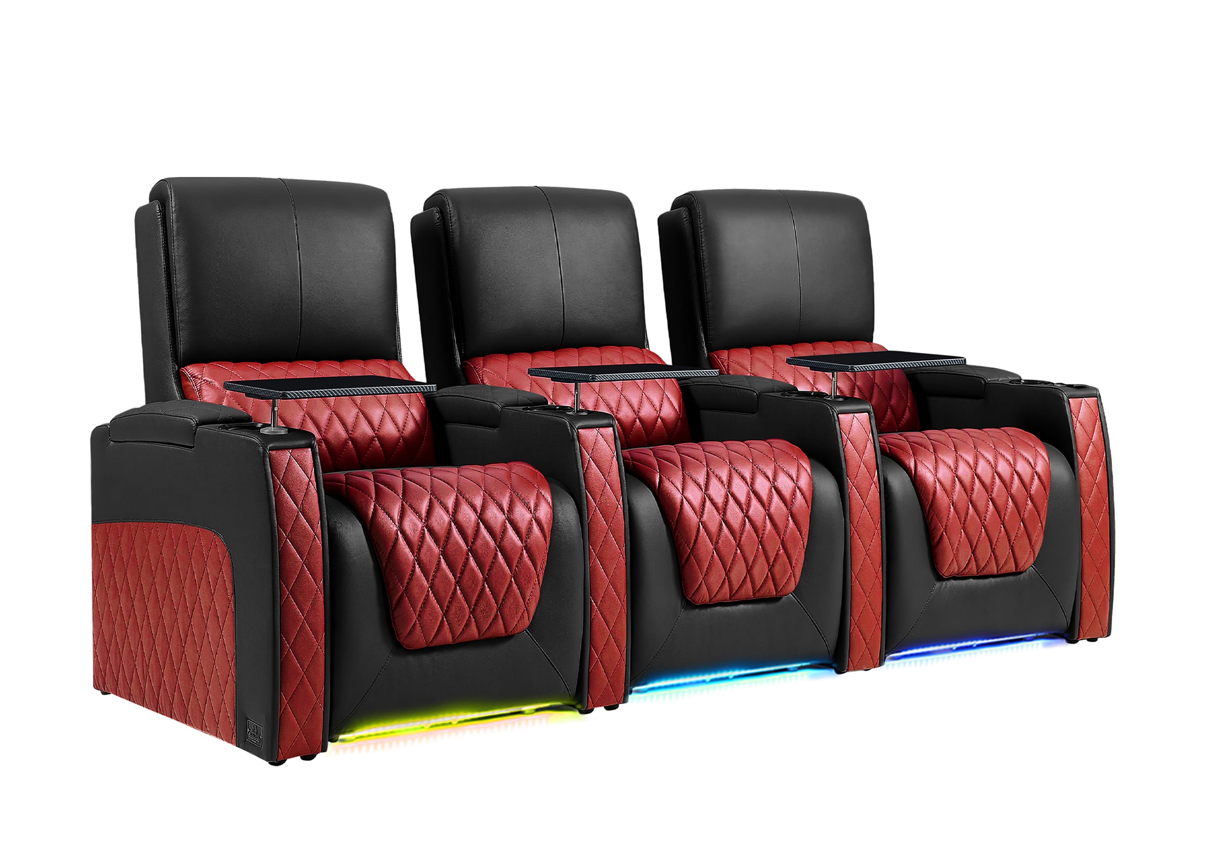 Weilianda AstroUltra Series Black Custom Dual-Color Genuine Leather Recliner with Zero Gravity Couch 3 Seats