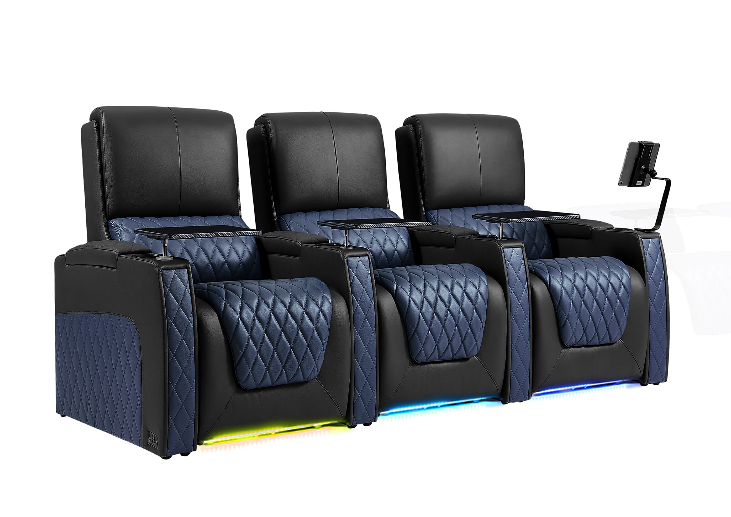 Weilianda AstroUltra Series Black Custom Dual-Color Genuine Leather Recliner with Zero Gravity Couch 3 Seats