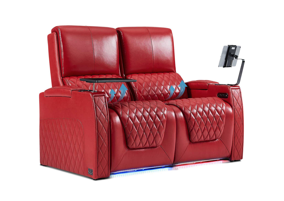 Weilianda AstroUltra Lumbar Series Two Seat Top Grain Leather Sofa with Built-in Lumbar Support