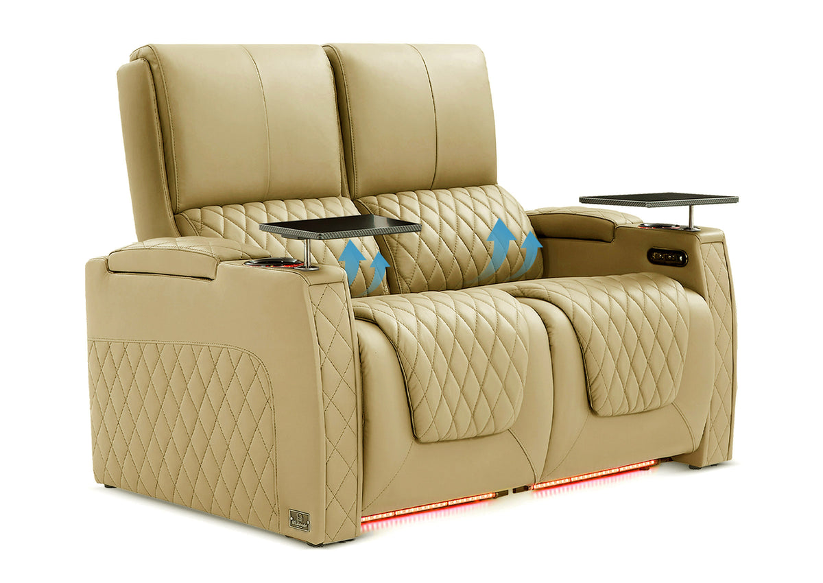 Weilianda AstroUltra Lumbar Series Two Seat Top Grain Leather Sofa with Built-in Lumbar Support