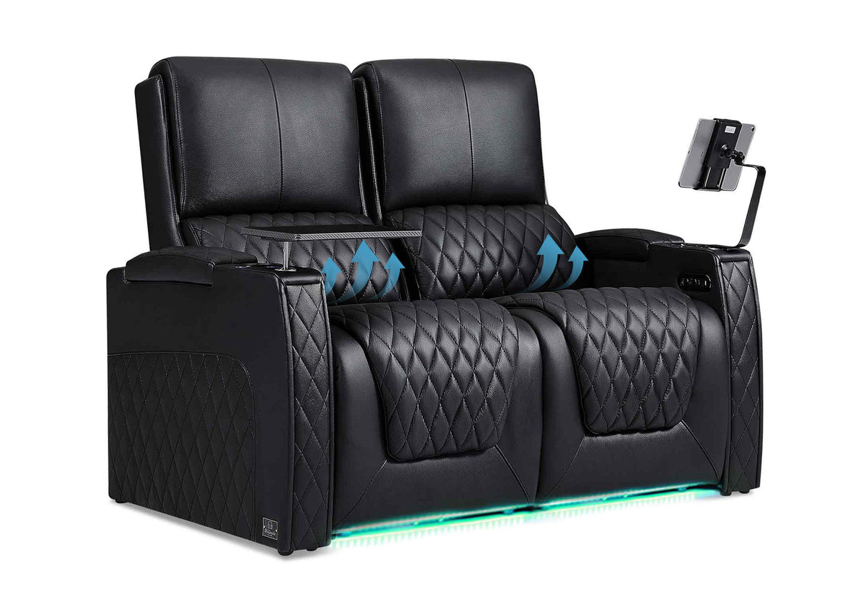 Weilianda AstroUltra Lumbar Series Two Seat Top Grain Leather Sofa with Built-in Lumbar Support