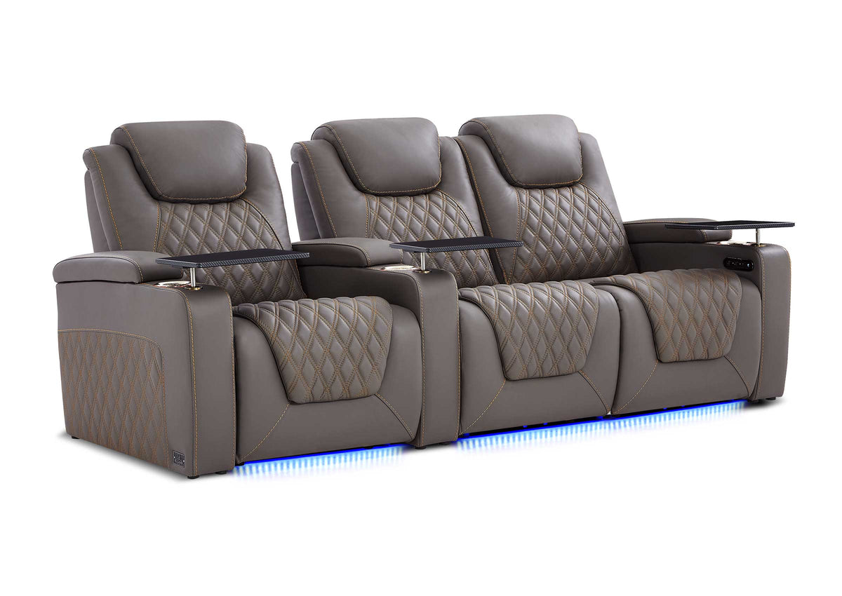 Weilianda Chic XL Series 3-Seat Leather Sofa | Extra-Wide Seating & 7-Color Ambient Lighting