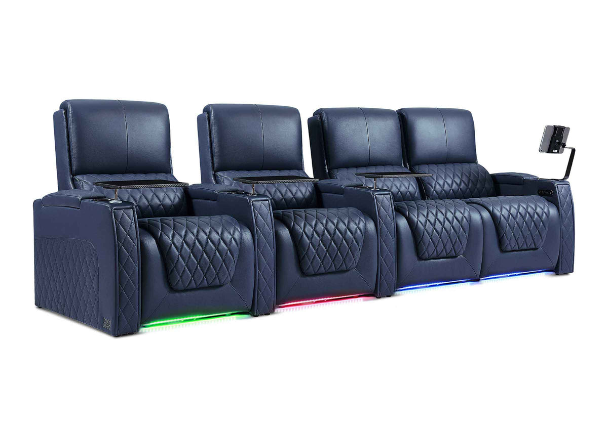 Weilianda AstroUltra XL Series – Big & Tall Design Four Seat Power Recliner | Top Grain Leather & Multi-color Lighting