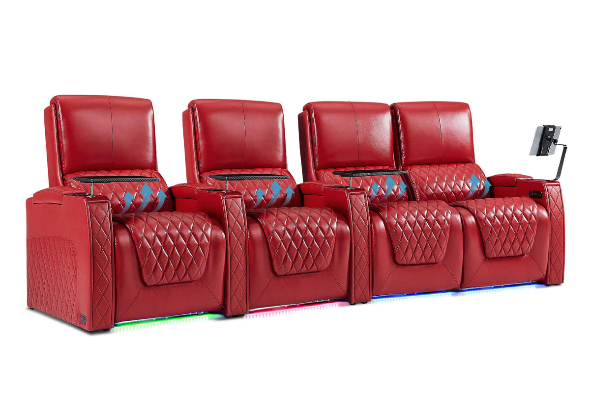 Weilianda AstroUltra Lumbar Series Movie Theater Seating with Adjustable Lumbar Support Row of 4 | Zero Gravity Recliner