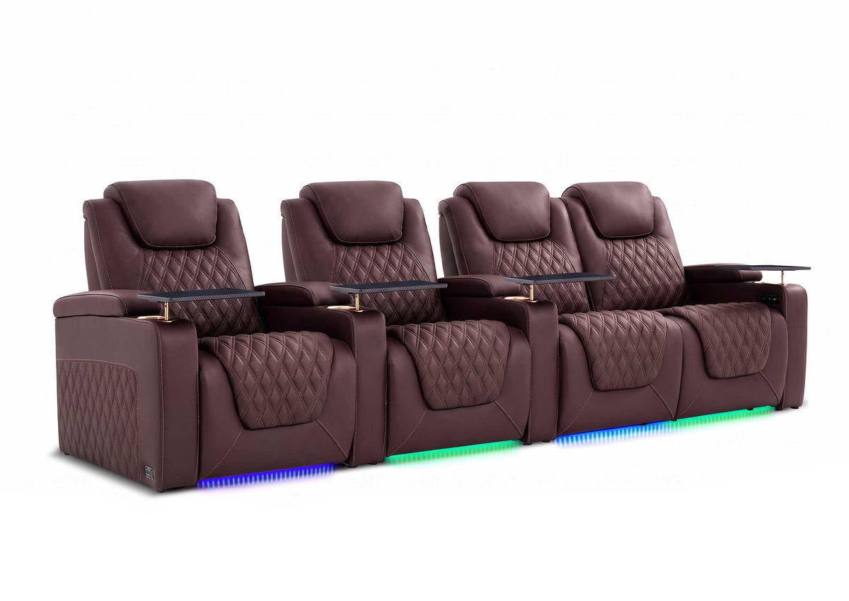 Weilianda Chic XL Series Four Seat Luxury Home Cinema Recliner | Big & Tall Comfort & Top Grain Leather