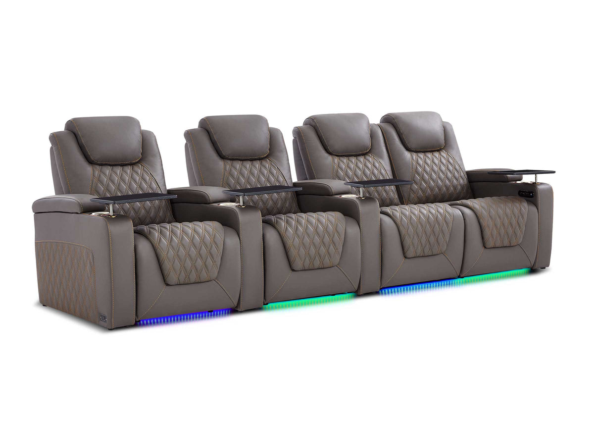 Weilianda Chic XL Series Four Seat Luxury Home Cinema Recliner | Big & Tall Comfort & Top Grain Leather