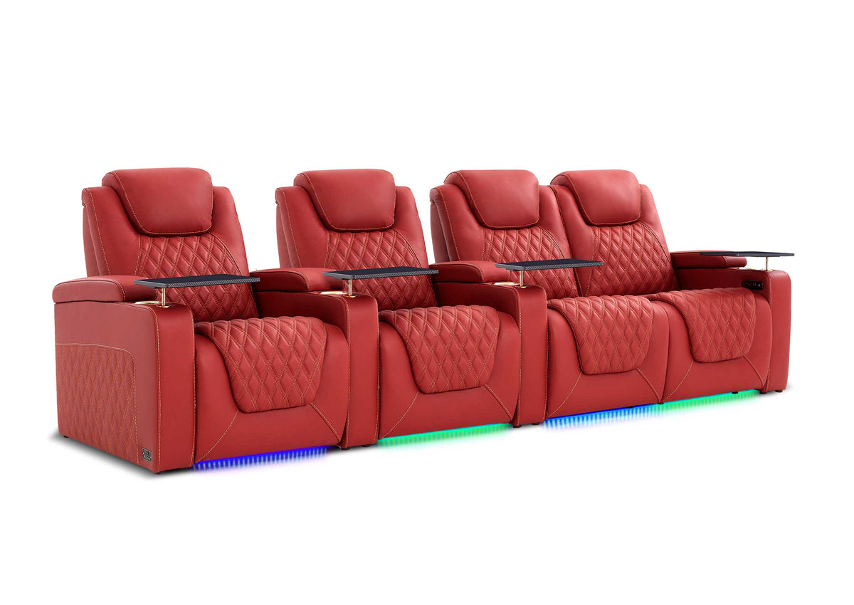 Weilianda Chic XL Series Four Seat Luxury Home Cinema Recliner | Big & Tall Comfort & Top Grain Leather