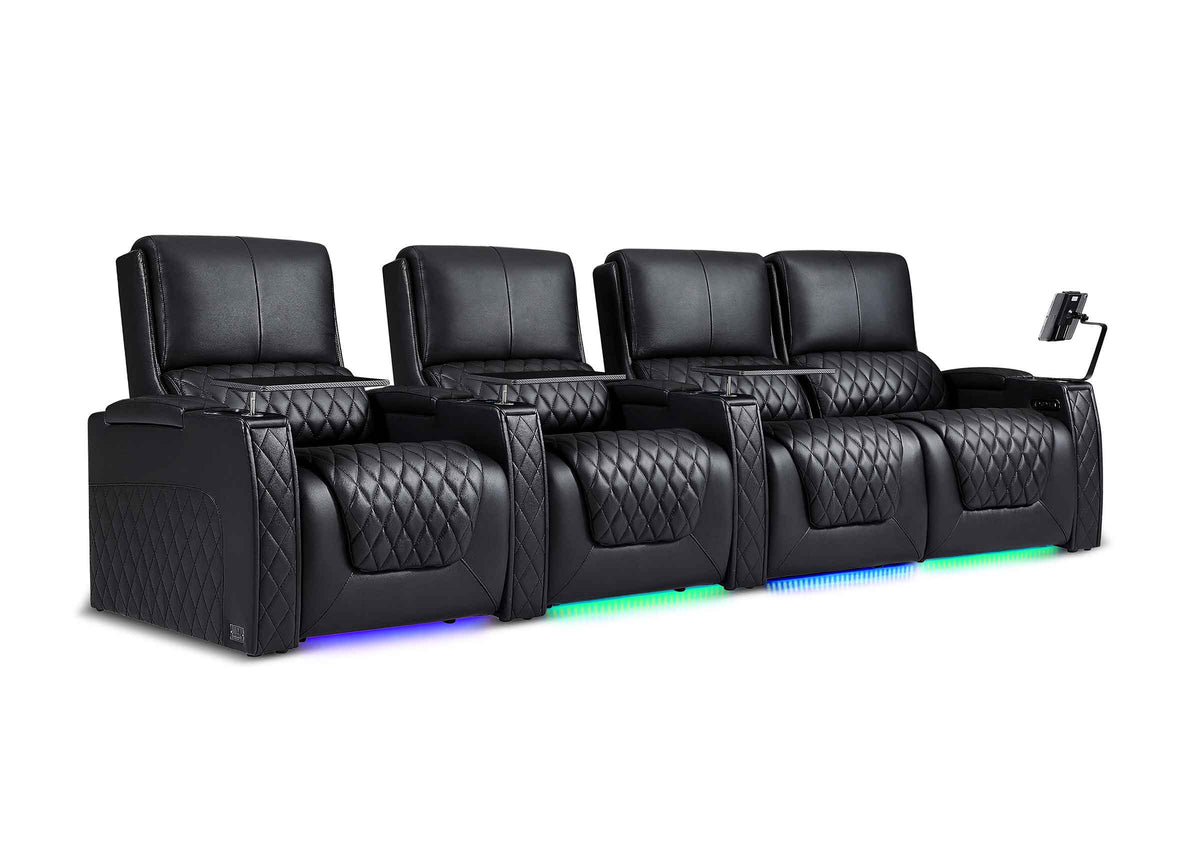 Weilianda AstroUltra XL Series – Big & Tall Design Four Seat Power Recliner | Top Grain Leather & Multi-color Lighting