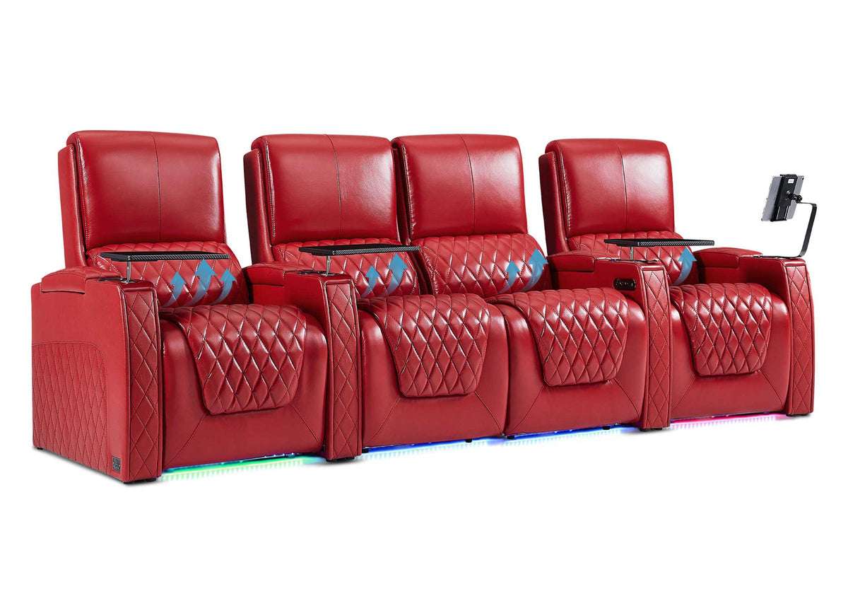 Weilianda AstroUltra Lumbar Series Movie Theater Seating with Adjustable Lumbar Support Row of 4 | Zero Gravity Recliner