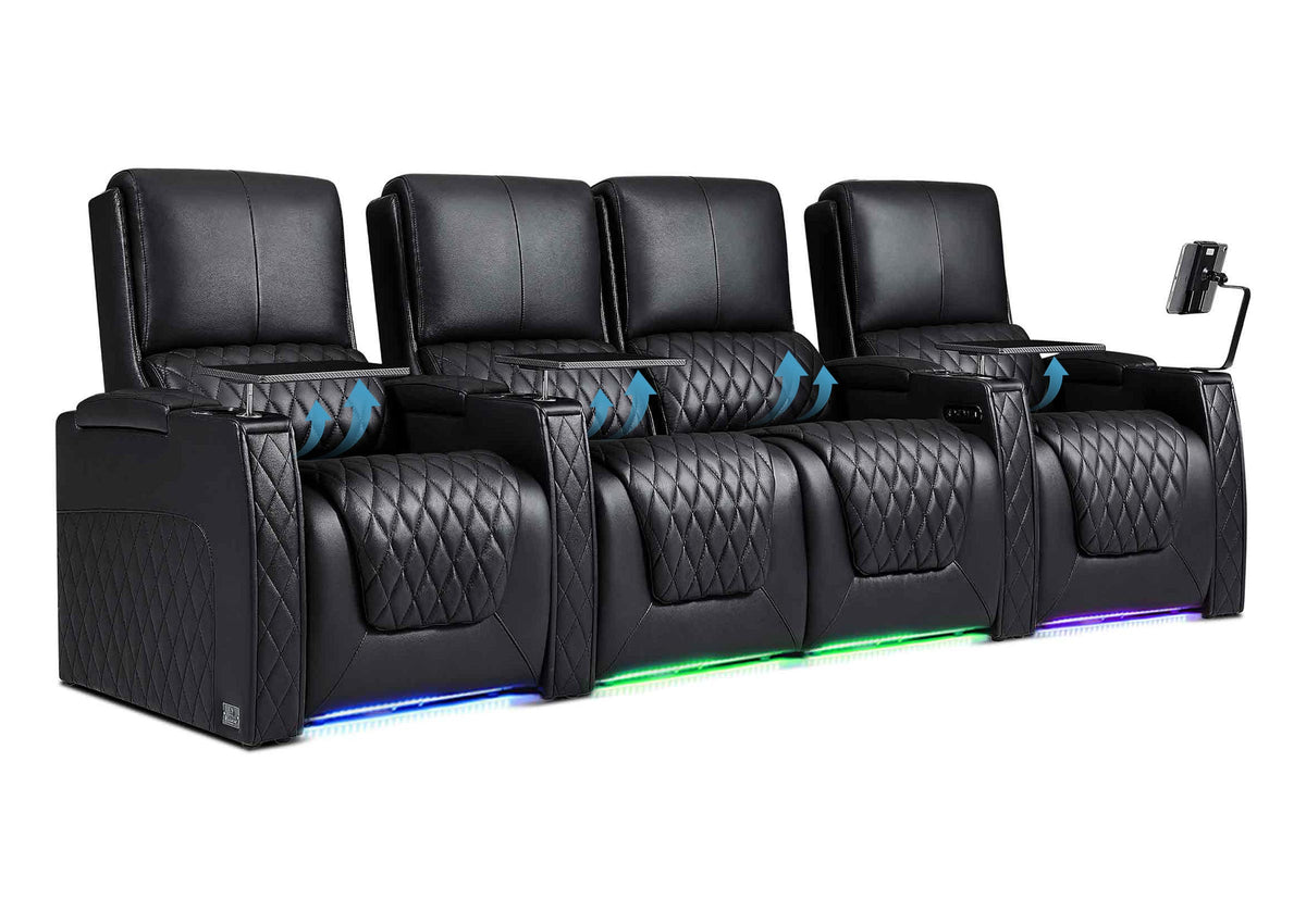 Weilianda AstroUltra Lumbar Series Movie Theater Seating with Adjustable Lumbar Support Row of 4 | Zero Gravity Recliner