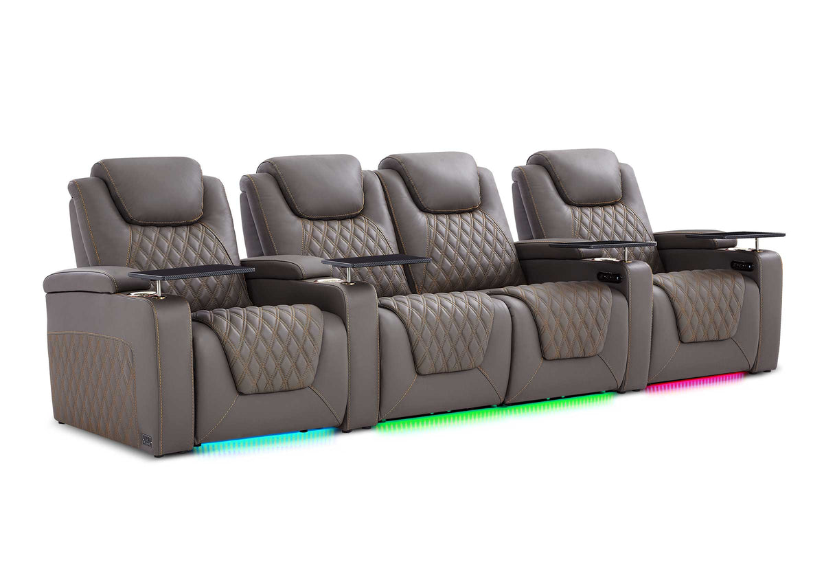 Weilianda Chic XL Series Four Seat Luxury Home Cinema Recliner | Big & Tall Comfort & Top Grain Leather