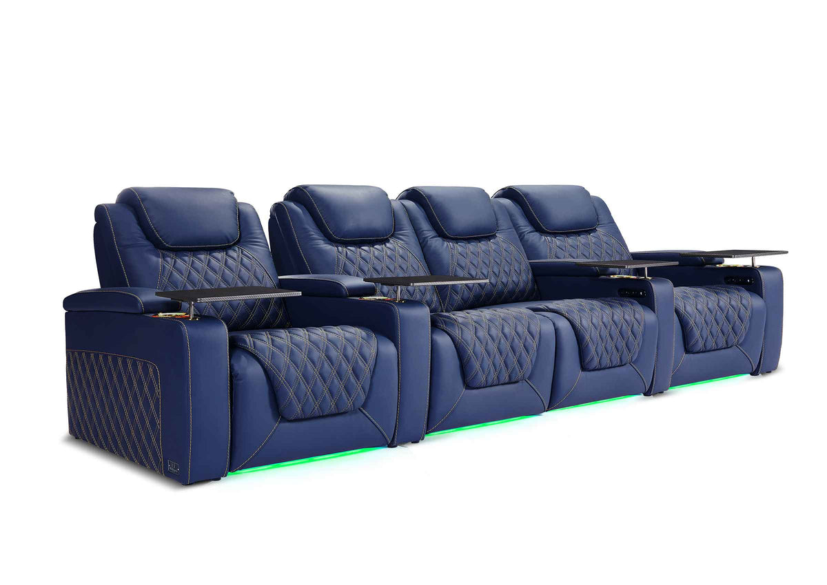 Weilianda Chic XL Series Four Seat Luxury Home Cinema Recliner | Big & Tall Comfort & Top Grain Leather