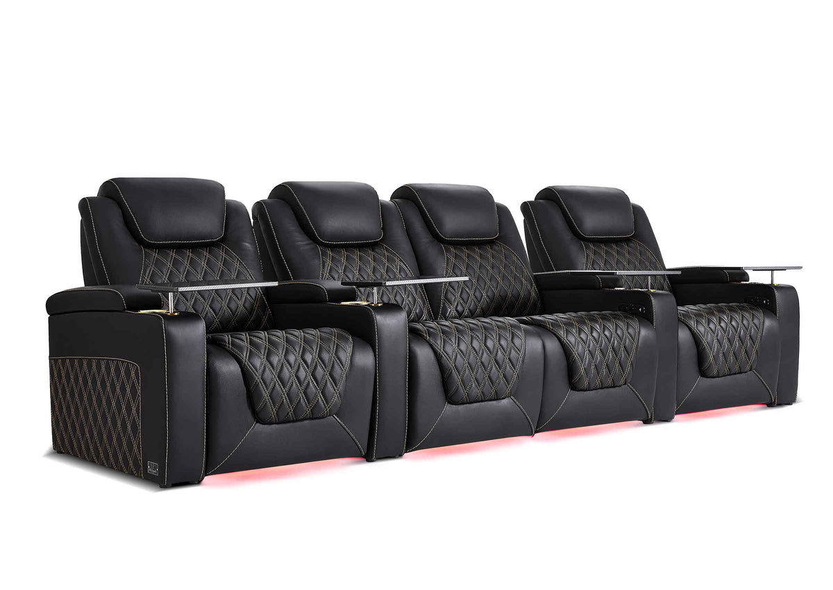 Weilianda Chic XL Series Four Seat Luxury Home Cinema Recliner | Big & Tall Comfort & Top Grain Leather