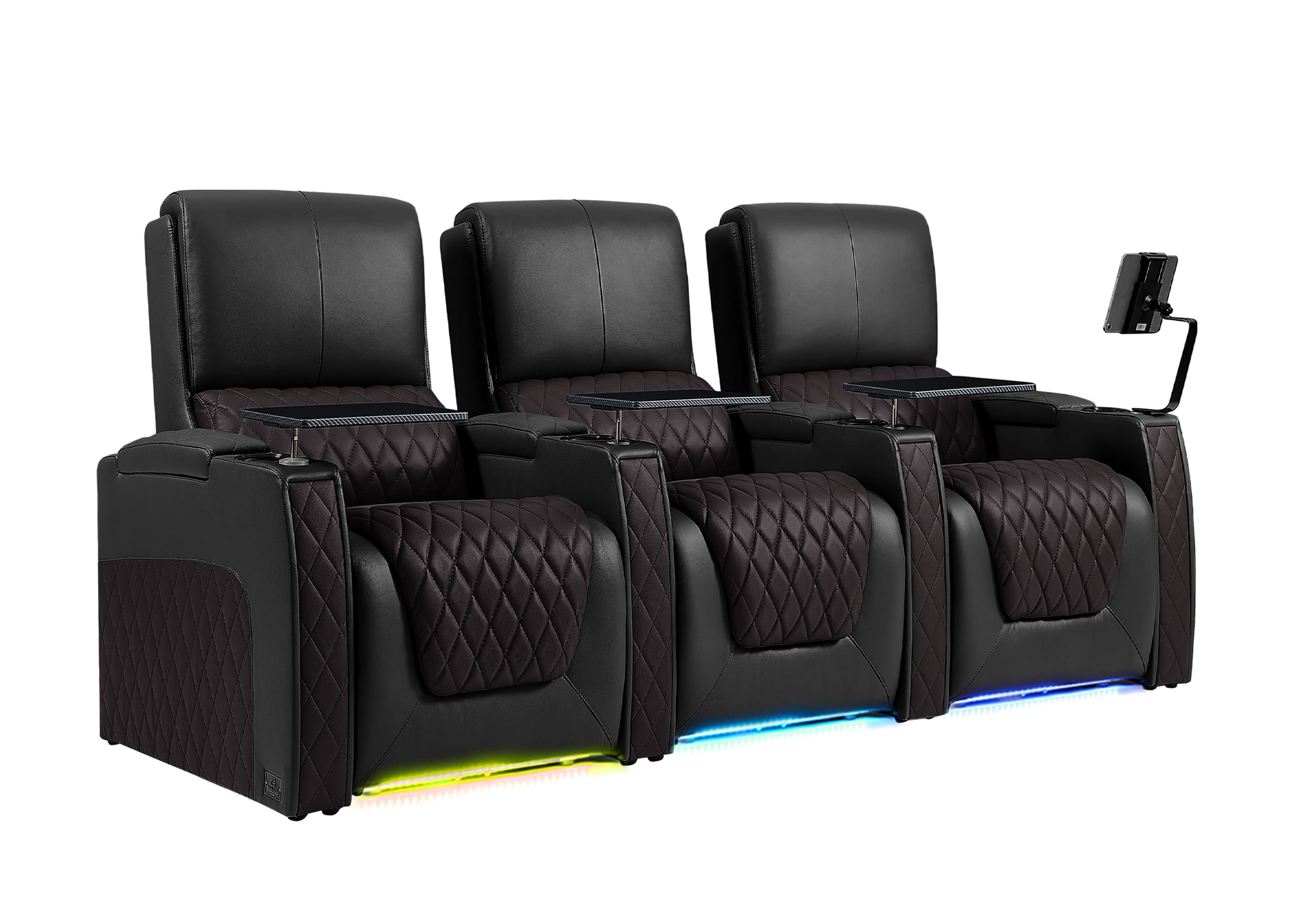 Weilianda AstroUltra Series Black Custom Dual-Color Genuine Leather Recliner with Zero Gravity Couch 3 Seats