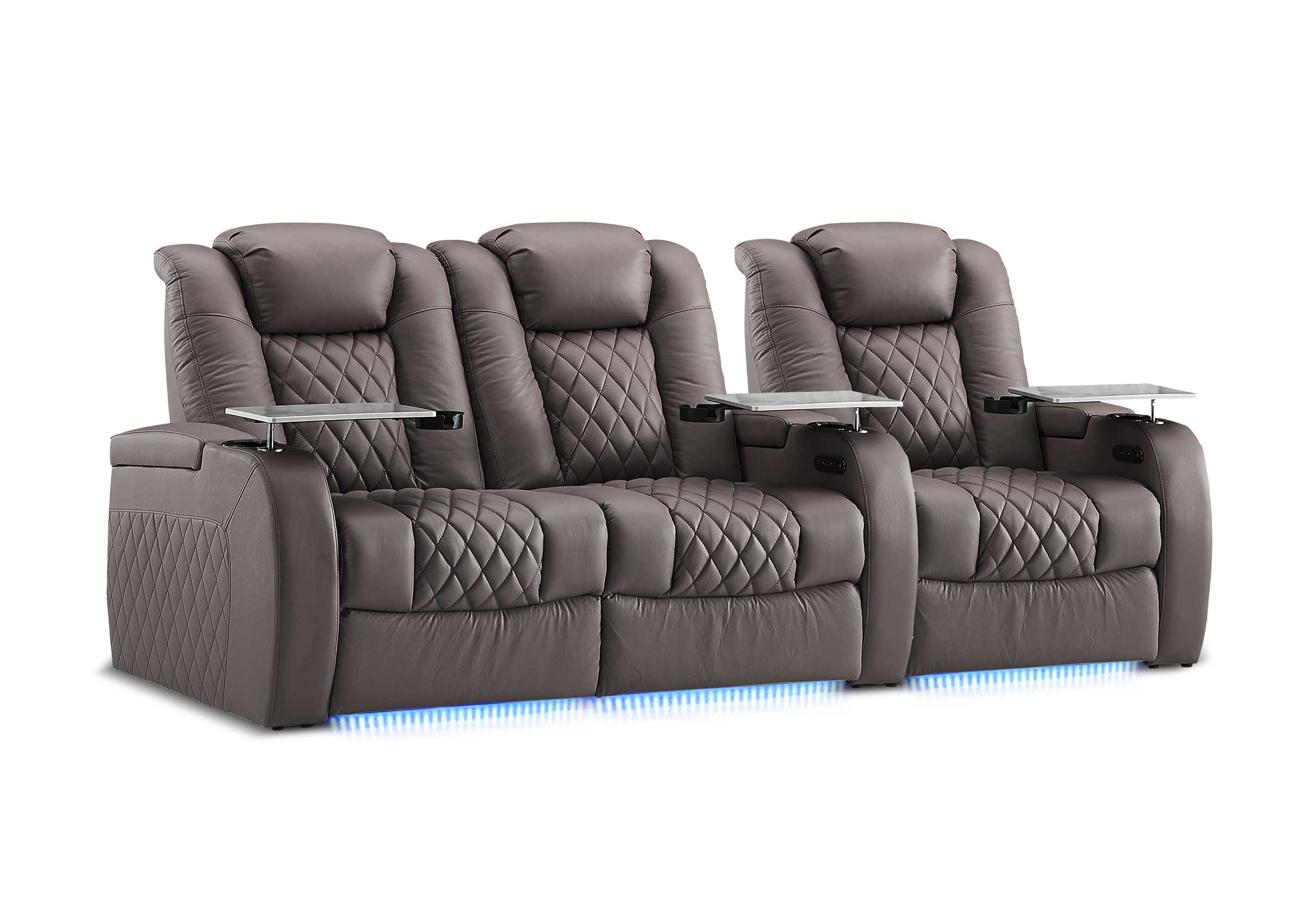 Weilianda FortLux XL Series – Big & Tall Design | Three-Seat Movie Theater Seating with Geniune Leather and USB Charging Ports