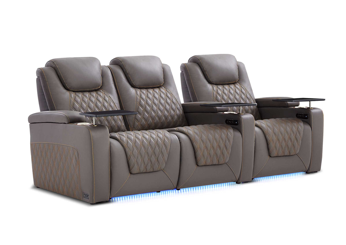 Weilianda Chic XL Series 3-Seat Leather Sofa | Extra-Wide Seating & 7-Color Ambient Lighting