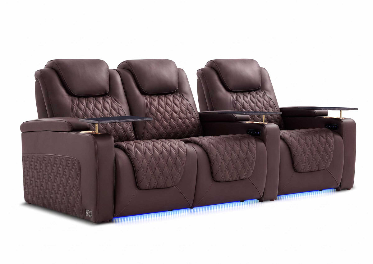 Weilianda Chic XL Series 3-Seat Leather Sofa | Extra-Wide Seating & 7-Color Ambient Lighting