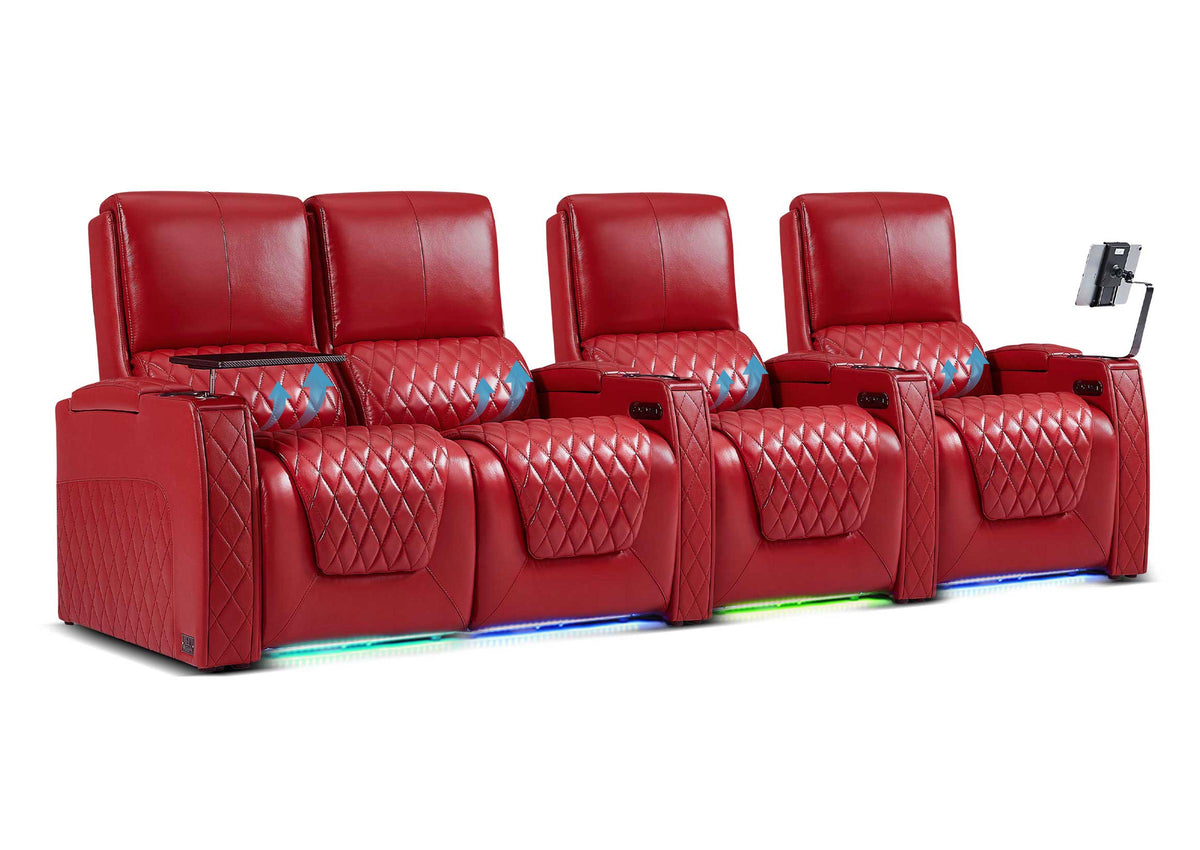 Weilianda AstroUltra Lumbar Series Movie Theater Seating with Adjustable Lumbar Support Row of 4 | Zero Gravity Recliner