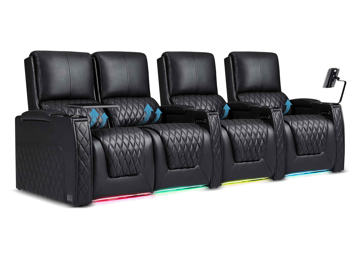 Weilianda AstroUltra Lumbar Series Movie Theater Seating with Adjustable Lumbar Support Row of 4 | Zero Gravity Recliner