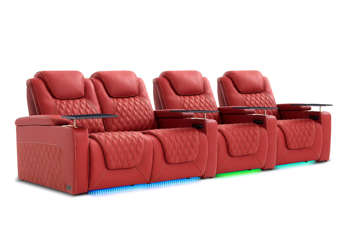 Weilianda Chic XL Series Four Seat Luxury Home Cinema Recliner | Big & Tall Comfort & Top Grain Leather