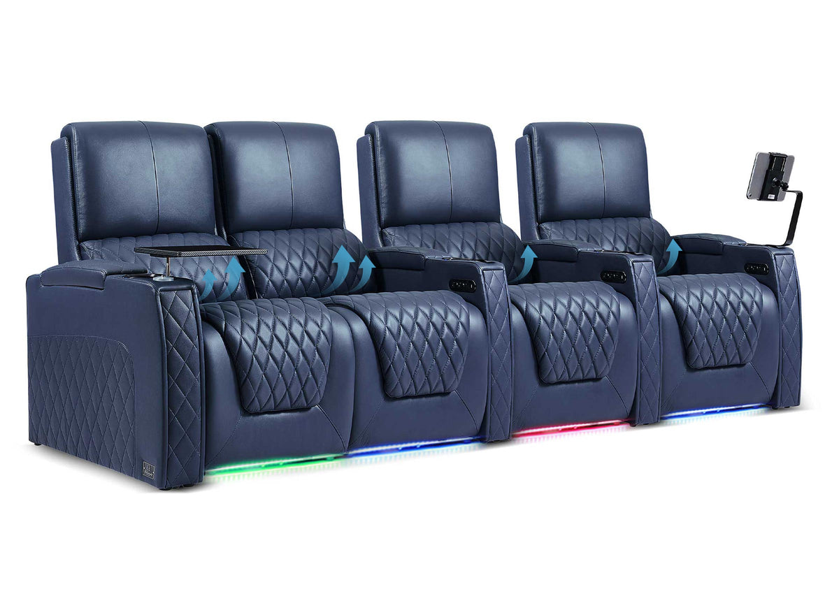 Weilianda AstroUltra Lumbar Series Movie Theater Seating with Adjustable Lumbar Support Row of 4 | Zero Gravity Recliner