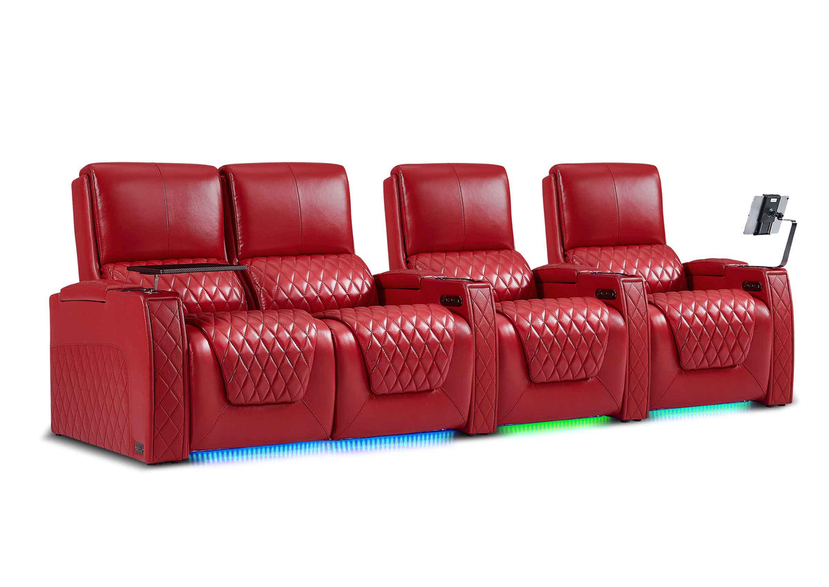 Weilianda AstroUltra XL Series – Big & Tall Design Four Seat Power Recliner | Top Grain Leather & Multi-color Lighting