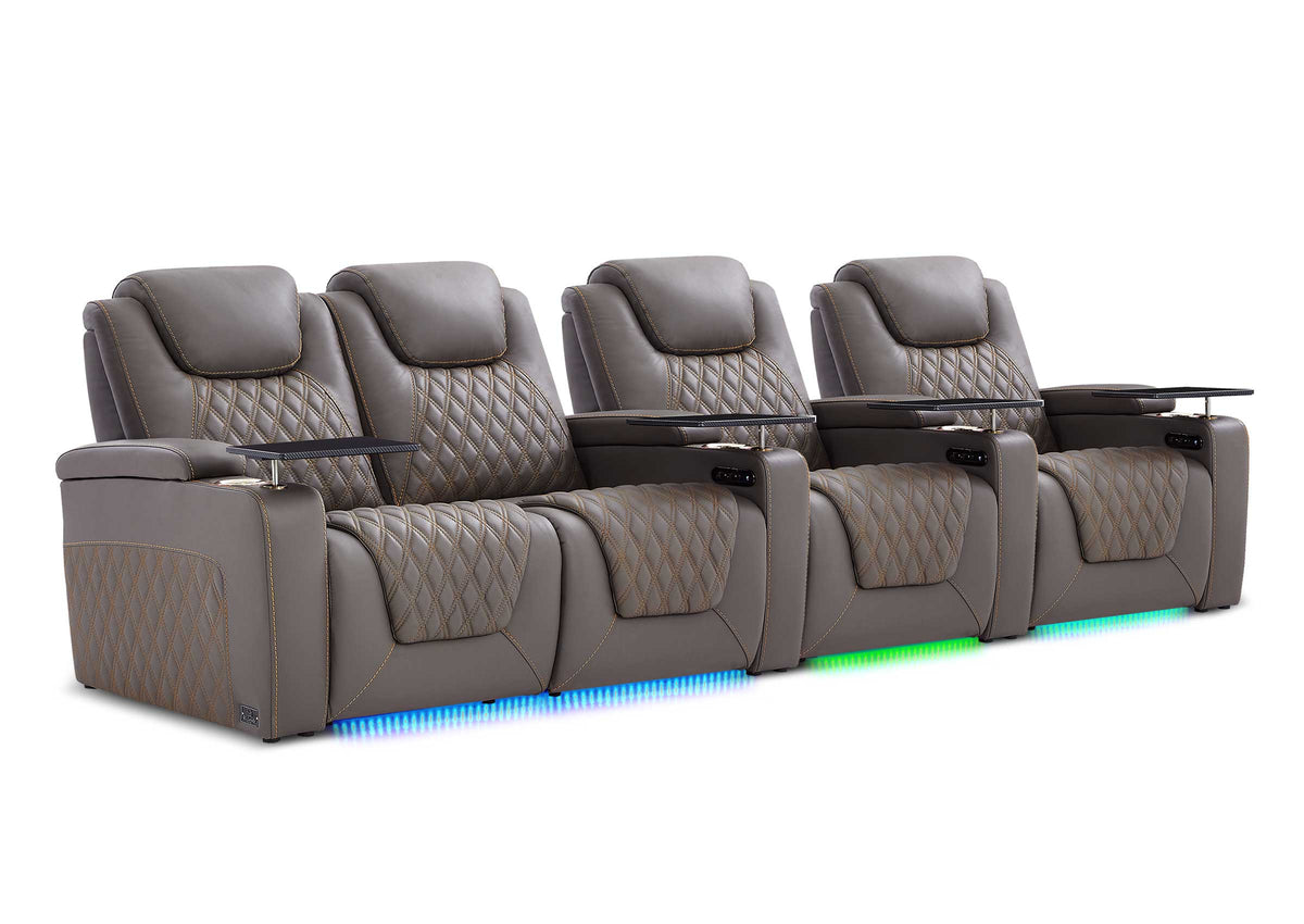 Weilianda Chic XL Series Four Seat Luxury Home Cinema Recliner | Big & Tall Comfort & Top Grain Leather