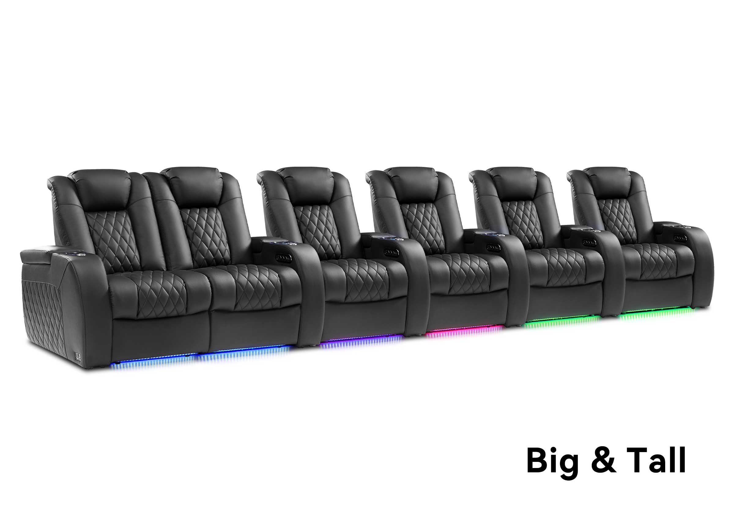 Weilianda FortLux XL Series – Oversized, Big & Tall 6-Seat Genuine Leather Recliner for Home Theater