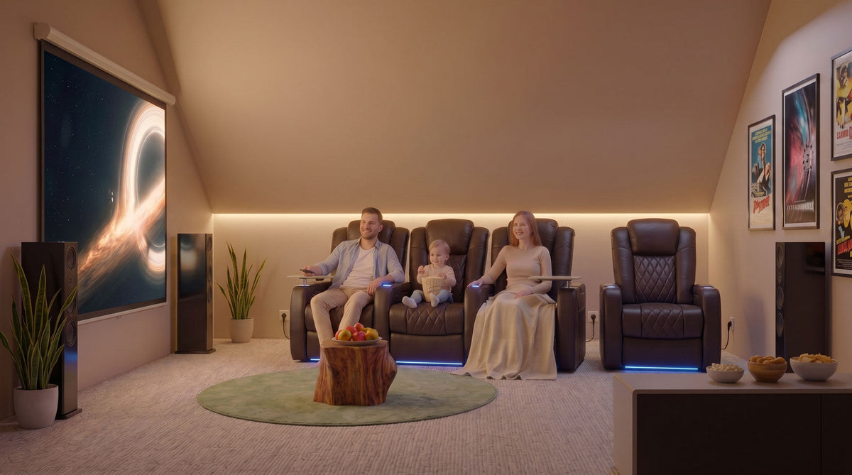 Electric recliner sofa in a modern living room for comfortable TV watching and daily relaxation