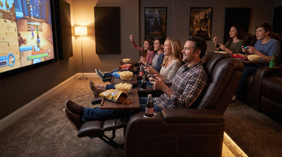 family game night in home theater